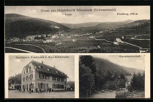 AK Hölzlebruck bei Neustadt /Schwarzw., Totalansicht, Gasthaus zum Posthäusle K. Reichmann mit Gartenwirtschaft