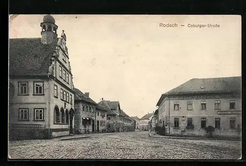 AK Rodach, Coburger-Strasse mit Hotel