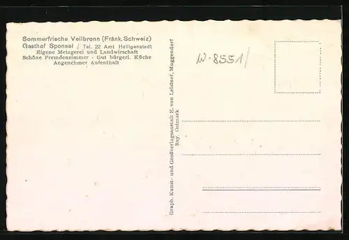 AK Veilbronn /Fränk. Schweiz, Gasthof Sponsel