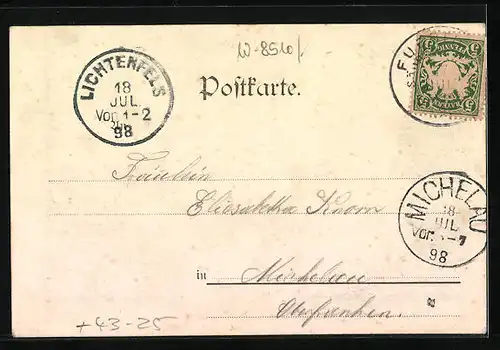 Künstler-AK Fürth, IX. Fränkisches Sängerbundesfest 1898, Teilansicht, Frau mit Leier