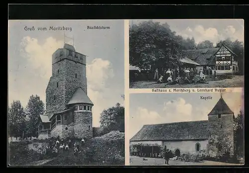 AK Moritzberg, Gasthaus zum Moritzberg von Leonhard Hutzler, Kapelle, Aussichtsturm