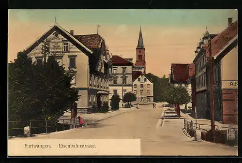 AK Furtwangen, Partie in der Eisenbahnstrasse