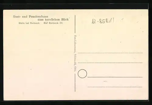 AK Stein bei Berneck, Gast- und Pensionshaus zum Herrlichen Blick mit Terrasse