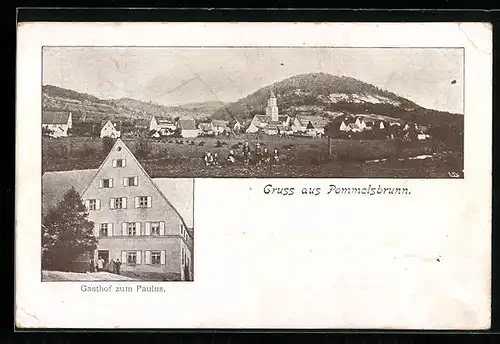 AK Pommelsbrunn, Ortsansicht, Gasthof zum Paulus