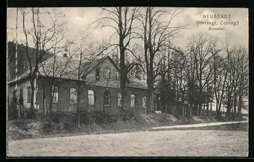 AK Neustadt b. Coburg, Partie am Gasthof Grünethal