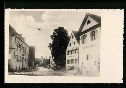 AK Buggingen, Hauptstrasse mit Gasthaus zur Krone