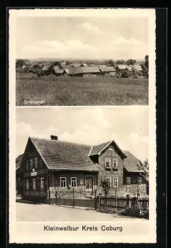 AK Kleinwalbur /Kr. Coburg, Ortsansicht, Gastwirtschaft H. Träger