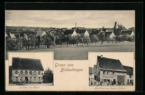 AK Bildechingen, Gasthaus zur Krone, Handlung von Thomas Saiber, Teilansicht