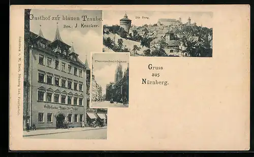 AK Nürnberg, Gasthof zur blauen Traube, Pfannenschmiedsgasse