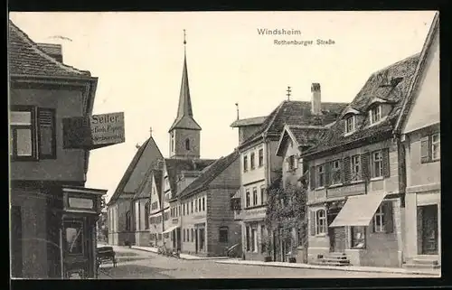 AK Windsheim, Rothenburger Strasse mit Geschäften