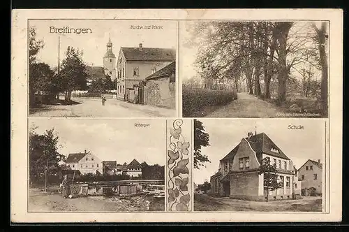 AK Breitingen, Kirche mit Pfarrei, Rittergut, Schule