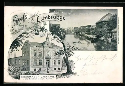 AK Estebrügge, H. Rahmanns Gasthaus im Holsteinischen Hause