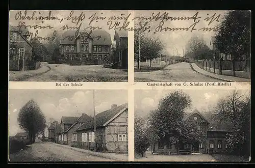 AK Göddenstedt, Gasthaus von G. Schulze, Strassenpartie bei der Schule