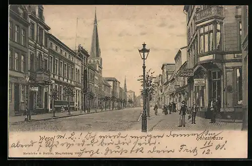 AK Wesel, Hohestrasse mit Geschäften
