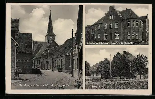 AK Asbeck i.W., Gasthof Jos. Leyers, Schule