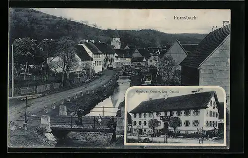 AK Fornsbach, Gasthaus zur Krone, Strassenpartie am Ortseingang