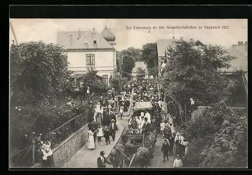 AK Vegesack, Gewerkschaftsfest 1912, Festumzug