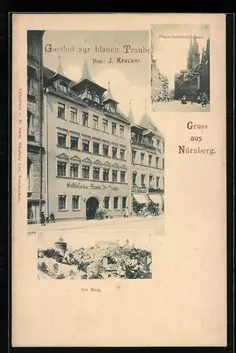 AK Nürnberg, Gasthof zur blauen Traube, Pfannenschmiedgasse