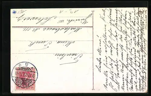 Lithographie Prosit Neujahr, Kind platzt durch Banknote