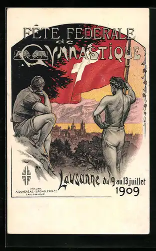 Künstler-AK Lausanne, Fête Federeale de Gymnastique 1909