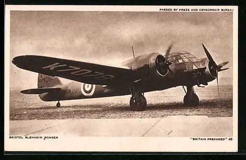 AK Bristol Blenheim Bomber, Flugzeug