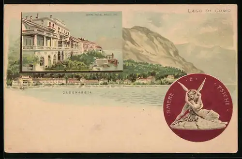 Lithographie Cadenabbia, Grand Hotel Belle Vu, Lago di Como