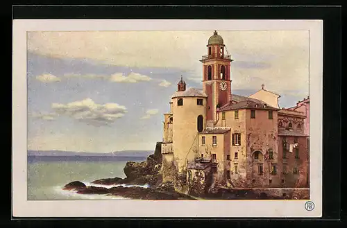 AK Camogli, Blick auf Kirche