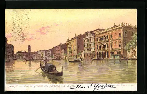 Lithographie Venezia, Canal Grande col palazzo Ca` d`oro