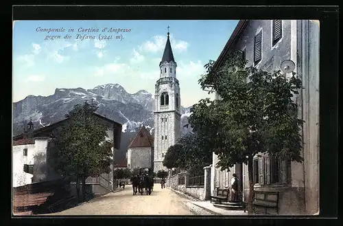 AK Cortina d`Ampezzo, Campanile gegen die Tofana