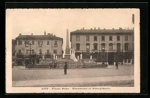 AK Asti, Piazza Roma, Monumento al Risorgimento