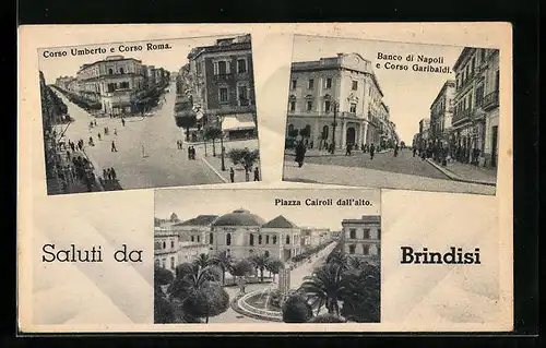 AK Brindisi, Corso Umberto e Corso Roma, Banco di Napoli e Corso Garibaldi