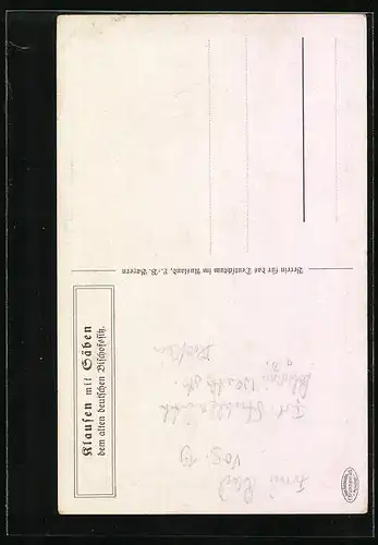 Künstler-AK Klausen, Panorama-Ansicht mit Blick auf Säben