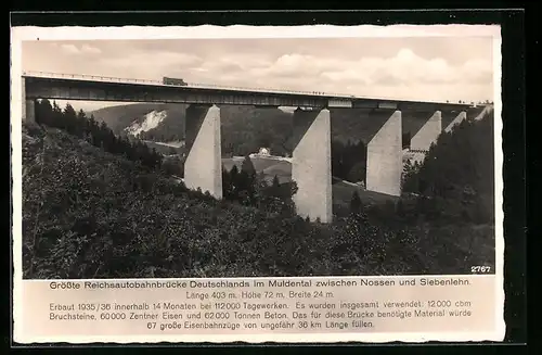 AK Grösste Reichsautobahnbrücke Deutschlands i. Muldental