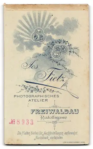 Fotografie Fietz, Freiwaldau, Rudolfsgasse, Kleinkind im weissen Kleidchen