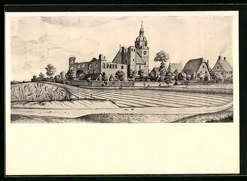 Künstler-AK Grossgründlach, Ansicht vom Schloss