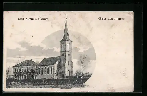 AK Altdorf, Kath. Kirche u. Pfarrhof