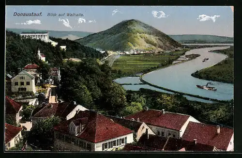 AK Donaustauf, Blick auf Walhalla