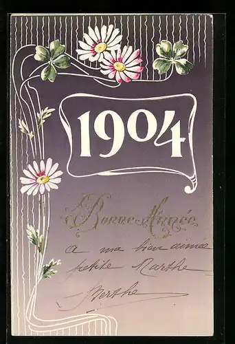 AK Jahreszahl 1904, Blumen umrahmte Zahl des Jahres