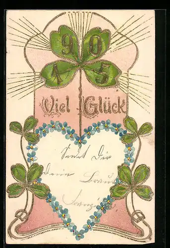 AK Kleeblatt mit Jahreszahl 1905