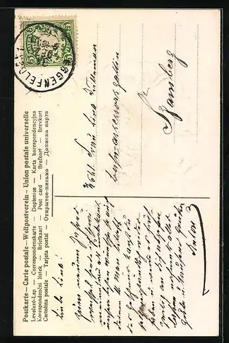 AK Junge mit Kleeblatt-Topf und Rosenkranz