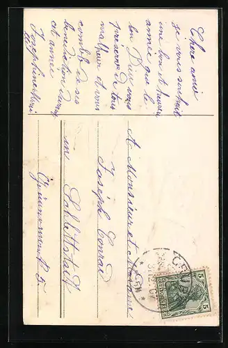 AK Junge mit Kleeblättern zu Neujahr