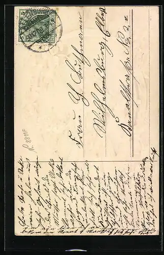 AK Mädchen unter veilchengeschmücktem Hufeisen