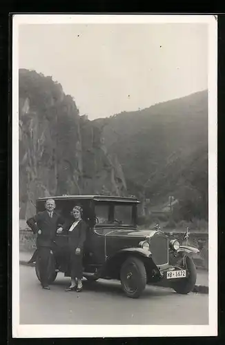 Foto-AK Opel Auto mit Kfz-Kennzeichen HB-5672