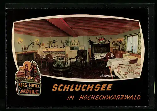 AK Schluchsee im Hochschwarzwald, Berg-Hotel zur Mühle, Jägerstube