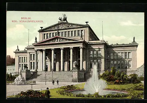 AK Berlin, Königliches Schauspielhaus mit Springbrunnen, Gendarmenmarkt