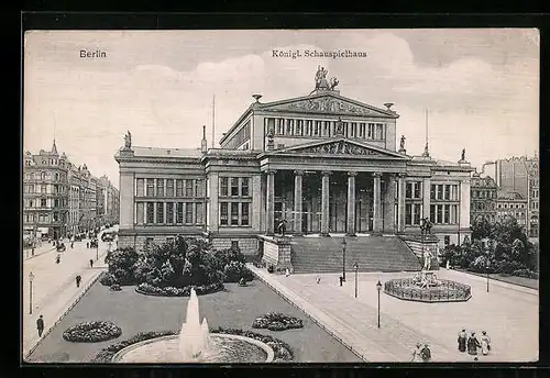 AK Berlin, Königliches Schauspielhaus mit Springbrunnen, Gendarmenmarkt