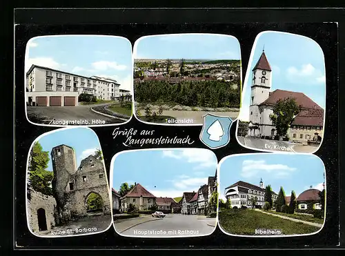 AK Langensteinbach, Hauptstrasse mit Rathaus, Bibelheim