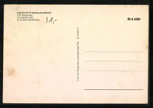 AK Bad Heilbrunn, Gaststätte Reindlschmiede