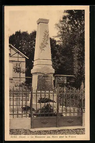 AK Aube, Le Monument aux Morts pour la France