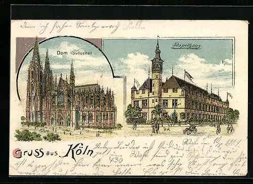 Lithographie Köln, Dom, Stapelhaus